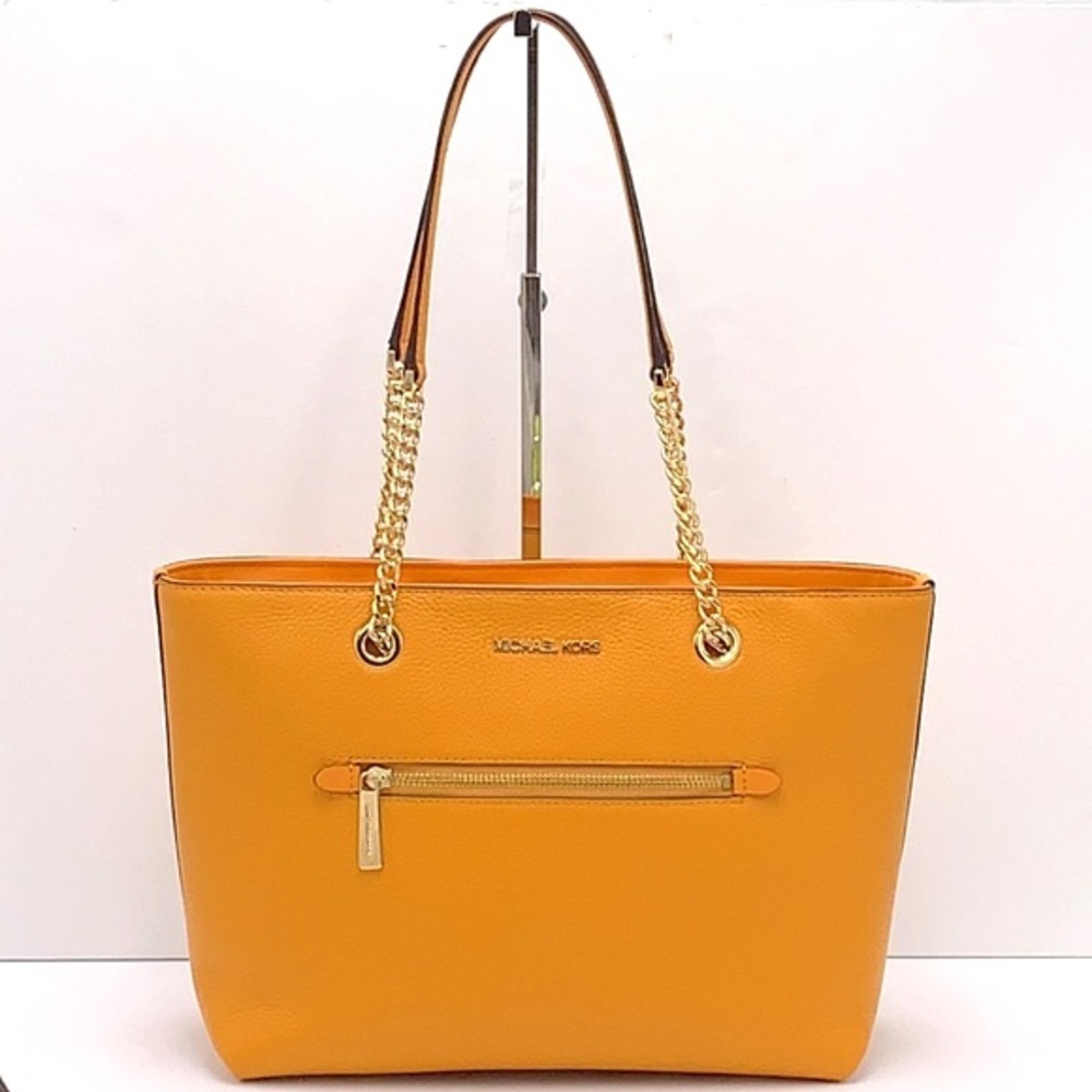 MICHAEL KORS JET SET ITEM MEDIUM FRONT ZIP POCKET CHAIN TOTE BAG HONEYCOMB COLOR - Picture 2 of 16